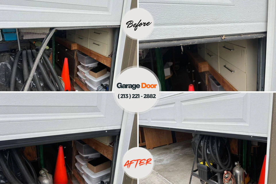 Before and after: garage door repair Eielson AFB, AK